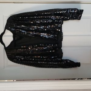Gorgeous sequined jacket. Black cropped jacket.